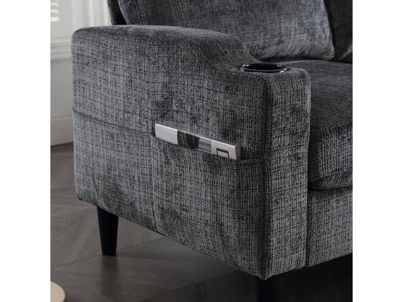  Canapé droit en velours gris, 4 places, 106 cm, porte-gobelet intégré W2845S00120 - Conforama W