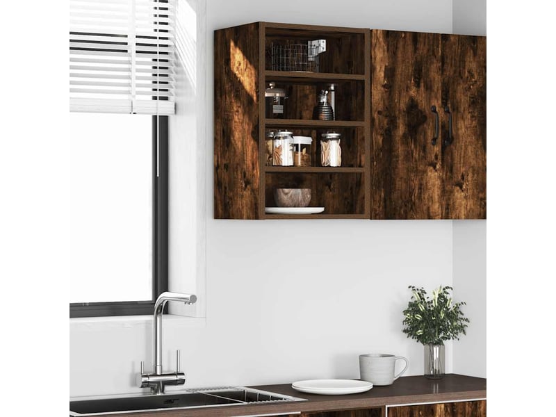 Meuble de rangement cuisine, armoire suspendue chêne fumé 40x29,5x60cm bois d'ingénierie - Conforama C
