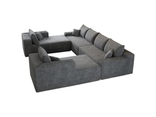 Canapé modulable convertible 2 places 302 x 242 x 83 cm, canapé-lit sans structure, rembourrage mousse, design minimaliste, velours côtelé, gris