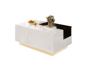 Table basse rectangulaire coloris blanc <strong>MERAX</strong> <strong>table basse blanc</strong> - 50 cmx80 cm