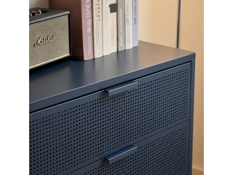  Nordlys - commode chambre scandinave metal 3 tiroirs rangement metal bleu  - Conforama E