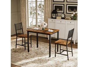 Ensemble table à manger 90x60x75,5 cm, 2 chaises, style industriel, meuble chambre, aggloméré et métal, marron et noir