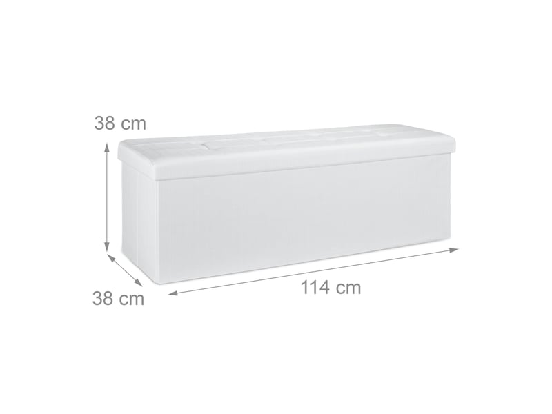  Pouf de rangement pliant assise rembourrée 38 x 114 x 38 cm en lin gris 13_0005139  - Conforama C