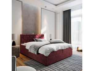 Lit avec rangement 140x200 cm <strong>MASSENO</strong>  <strong></strong> coloris rouge