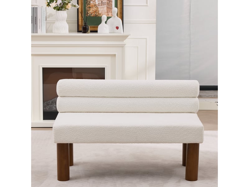  Banquette,116x59x72 cm,style contemporain,tissu bouclette,beige  - Conforama B