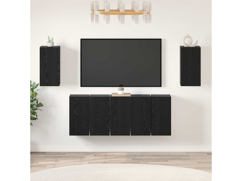  Ensemble meuble tv - banc tv - meuble de rangement 7 pcs chêne noir bois d'ingénierie  - Conforama D