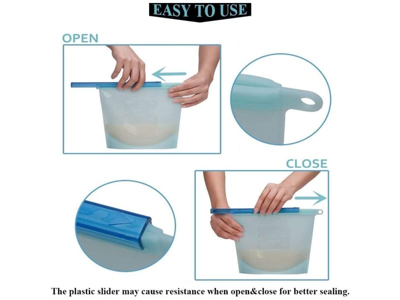  Sacs de conservation en silicone avec clips de fermeture, pour fruits, légumes et viandes (lot de 4), 1000 ml  - Conforama C
