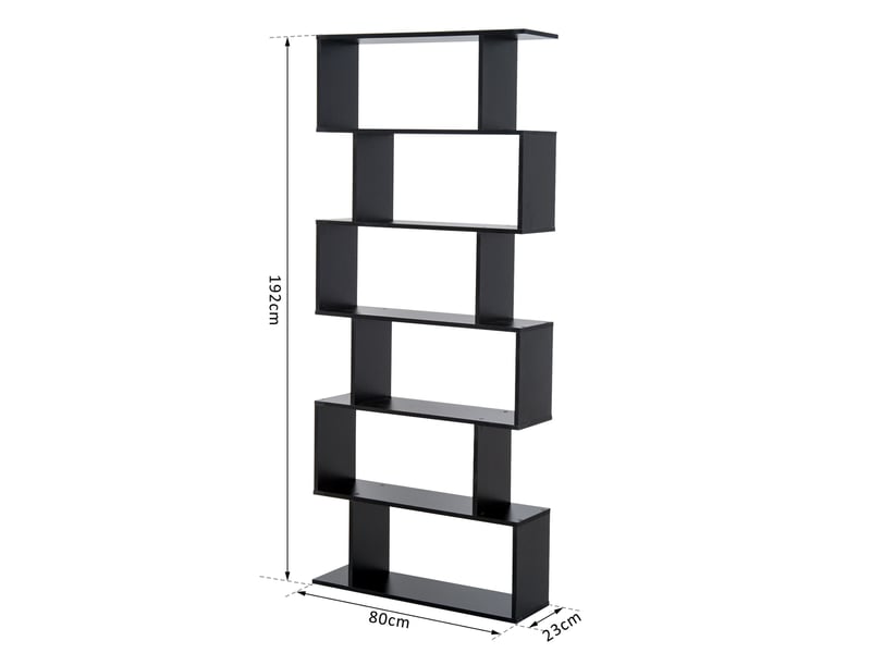  Bibliothèque moderne à 6 étagères pour salle à manger, salon ou bureau, 80 x 23 x 192 cm, noire  - Conforama E