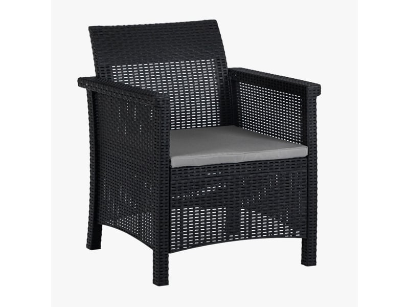  Ensemble de mobilier de jardin 5 places avec table noir  - Conforama D