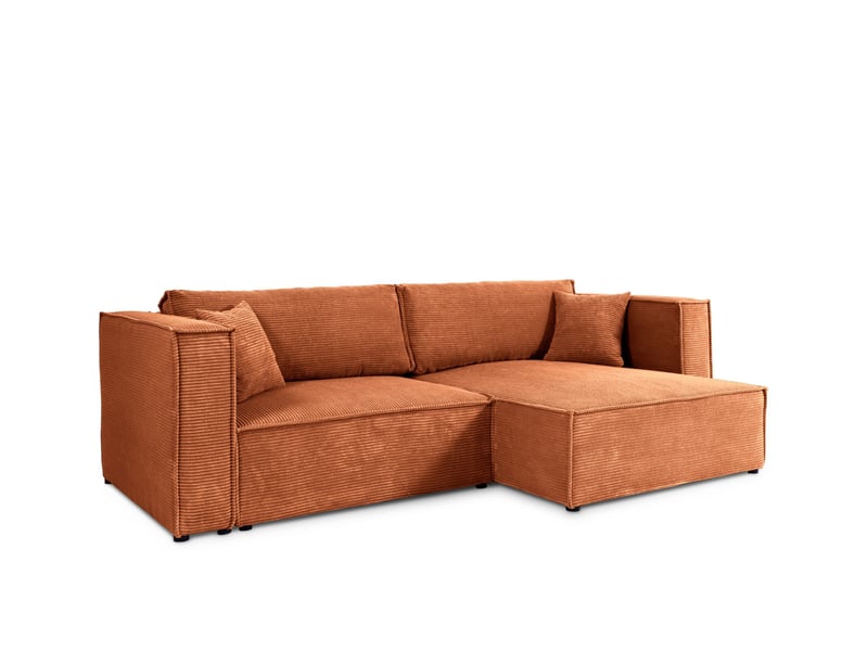  Canapé d'angle convertible en velours côtelé keymon cuivre  - Conforama A