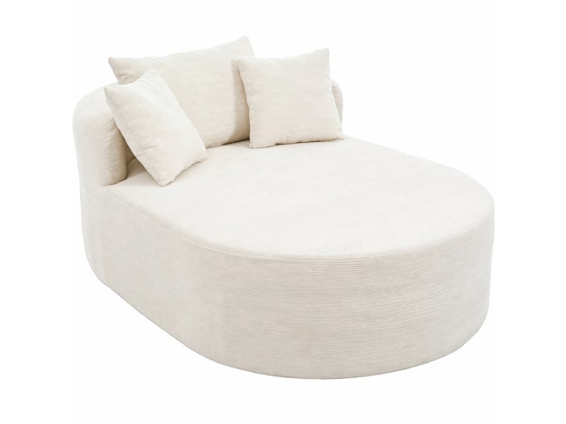 Fauteuil de relaxation ovale 170 × 112,5 × 83 cm en velours côtelé beige clair chicfurn - Conforama A