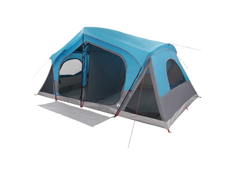  Tente de camping, tente cabane bleu 10 personnes polyester et acier  - Conforama A