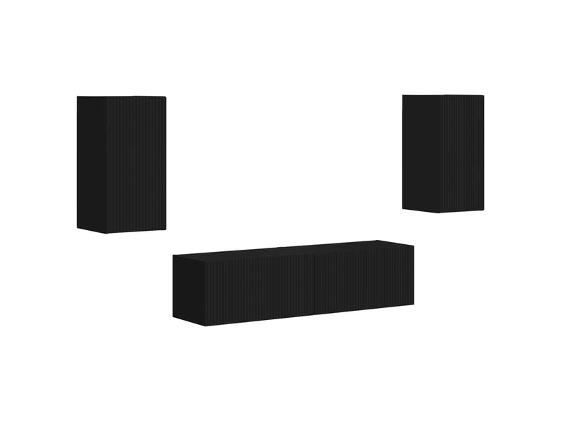  Ensemble meuble tv - banc tv - meuble de rangement 4 pcs noir bois d'ingénierie  - Conforama A