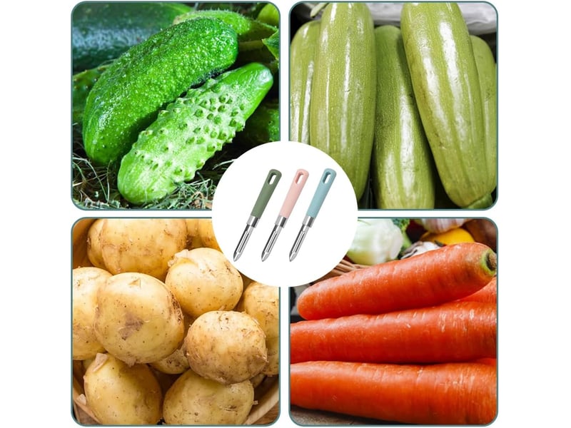  Lot de 3 éplucheurs de fruits, éplucheur multifonction en acier inoxydable, poignée ergonomique pour légumes, pommes de terre  - Conforama E
