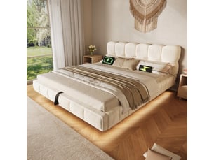 Lit coffre 140x200 cm <strong></strong> <strong></strong> coloris beige