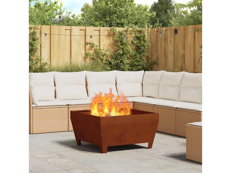  Brasero exterieur, foyer rouillé 80x80x43 cm acier patiné  - Conforama B