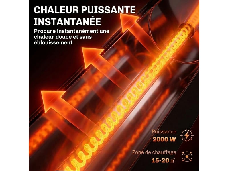  Chauffage de terrasse infrarouge 2000w oscillant avec télécommande et housse  - Conforama C