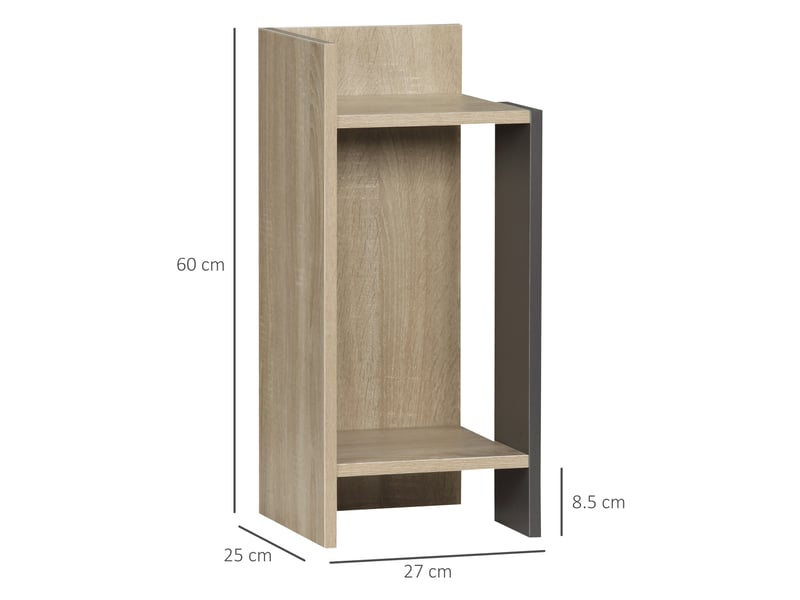  Table de chevet grise moderne avec étagère ouverte, ensemble de 2 pièces en panneaux de particules pour chambre et salon, 27 x 25 x 60 cm  - Conforama E