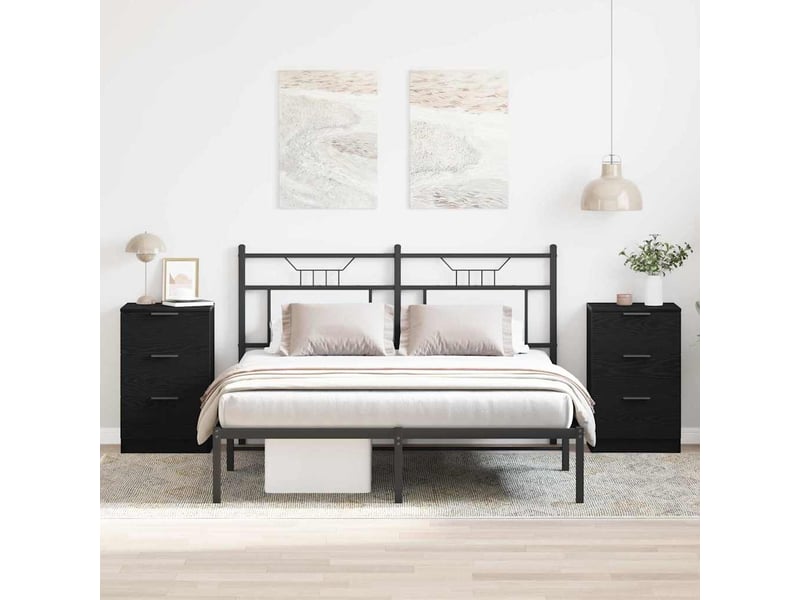  Table de chevet avec tiroir 2 pièces chêne noir 40 x 65 x 65 cm  - Conforama B