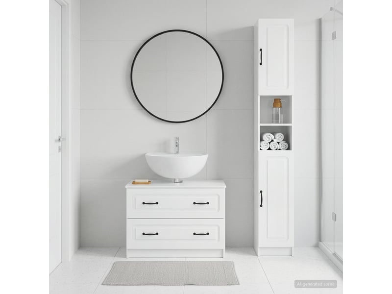 Ensemble de 2 meubles de salle de bain utrecht blanc brillant cf63198 - Conforama B