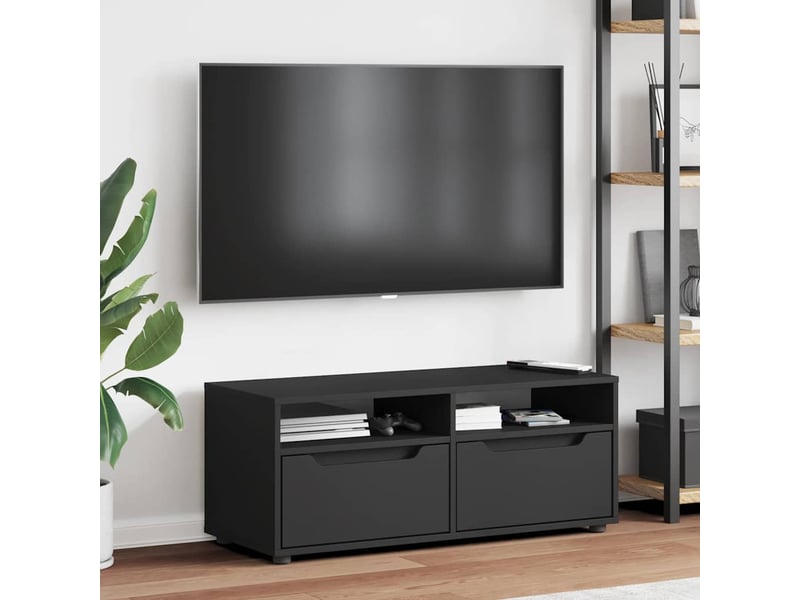  Meuble tv - banc tv - meuble de rangement visnes noir 100x40x38 cm bois d'ingénierie  - Conforama D