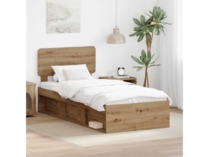 Lit adulte, lit simple, cadre de lit chêne artisan 100x200cm pin massif cf5589