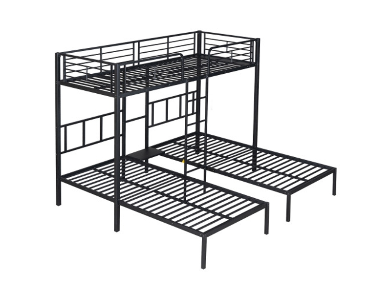  Lit superposé 90x200 cm*3 en métal, charge de 100 kg, noir  - Conforama A