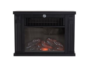 Cheminée électrique autonome 34 x 17 x 25 cm noire en plastique, flammes réalistes, chauffage 1200 w