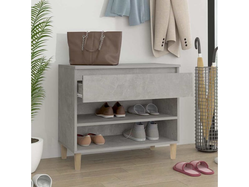 Meuble à chaussure, armoire à chaussures gris béton 70x36x60 cm bois d'ingénierie shl4661  - Conforama C