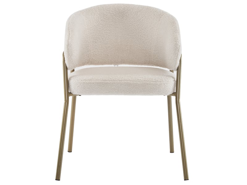  Lot de 6 chaises de salle à manger, velours d'agneau  et pied en métal doré, chaise de salon et chambre, moderne, blanc  - Conforama R