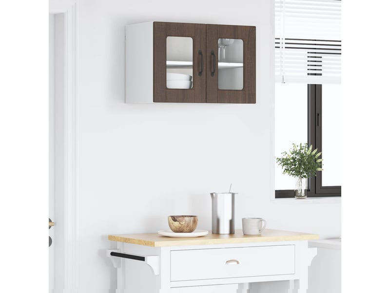  Meuble mural de cuisine, cabinet en verre mural chêne brun 60x31x40cm shl8178  - Conforama D