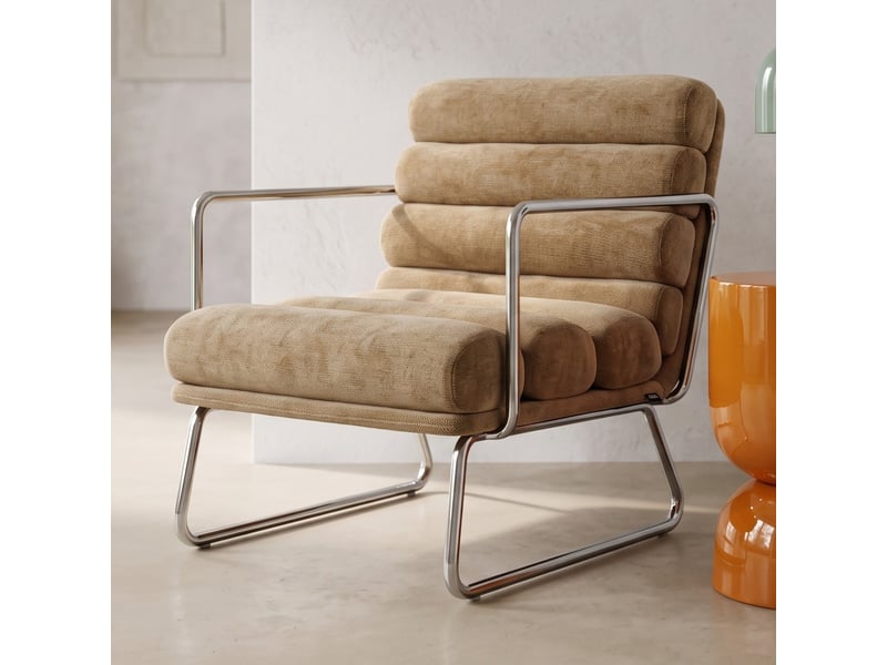  Fauteuil en tissu chenille miel - vania Vania - Conforama B