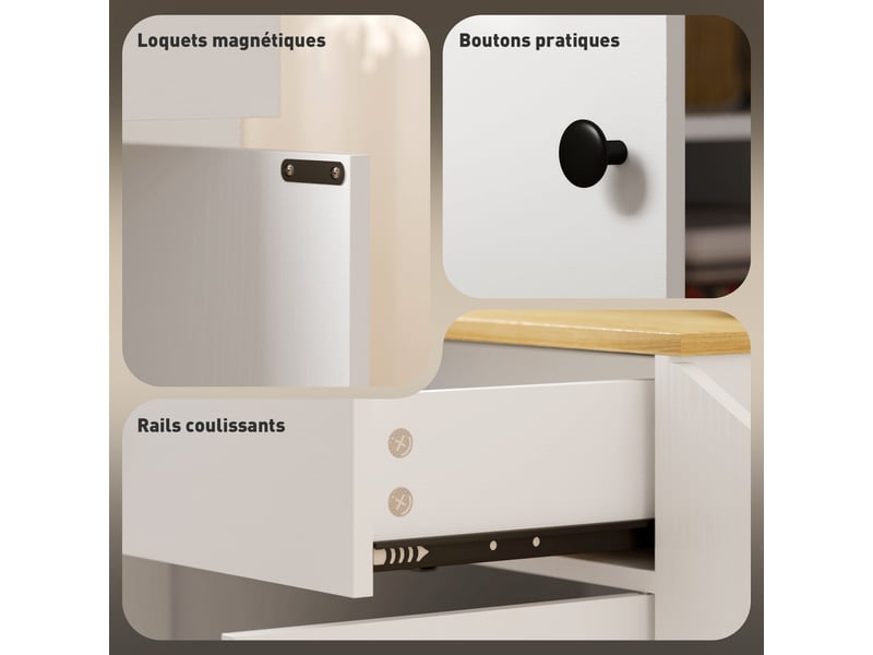 Îlot central cuisine mobile desserte cuisine avec tiroir étagère réglable placard à deux portes blanc 82 x 38 x 86,5 cm - Conforama W