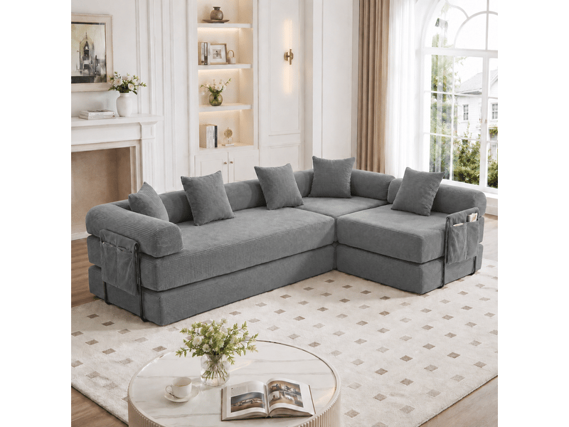 Canapé de salon, canapé salon, avec rangement : gris foncé - Conforama C