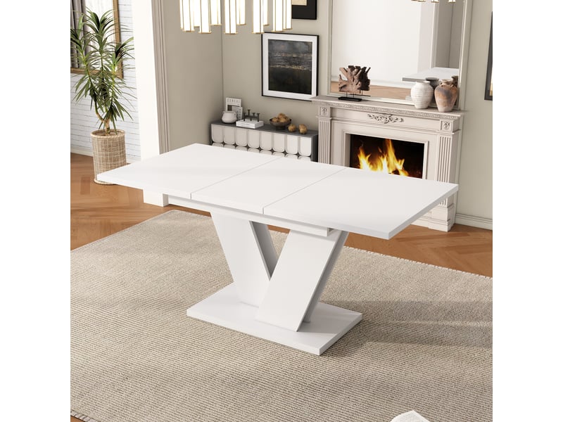  Table à manger extensible en mdf blanc 120-160x80x75 cm  - Conforama B