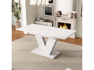 Table à manger extensible en mdf blanc 120-160x80x75 cm