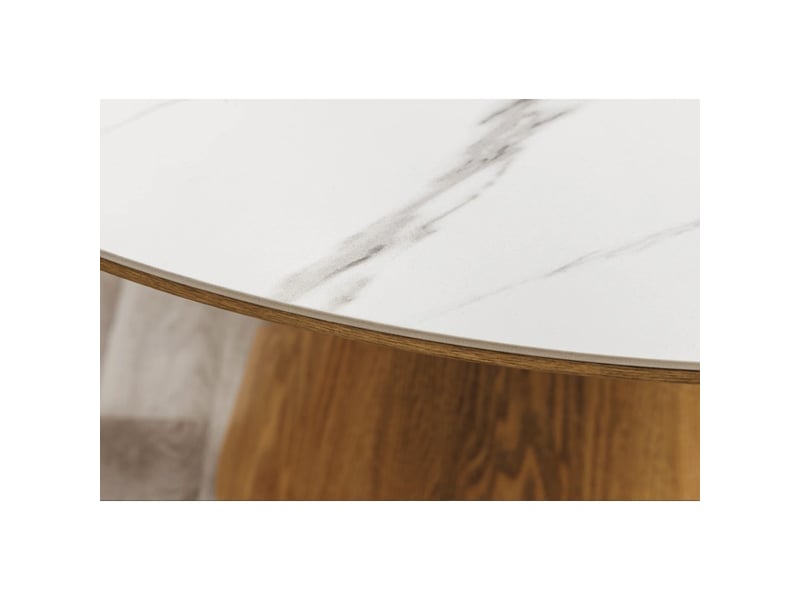 Table de salle à manger lumea – ronde 120 cm – plateau céramique effet marbre blanc – style contemporain - Conforama E