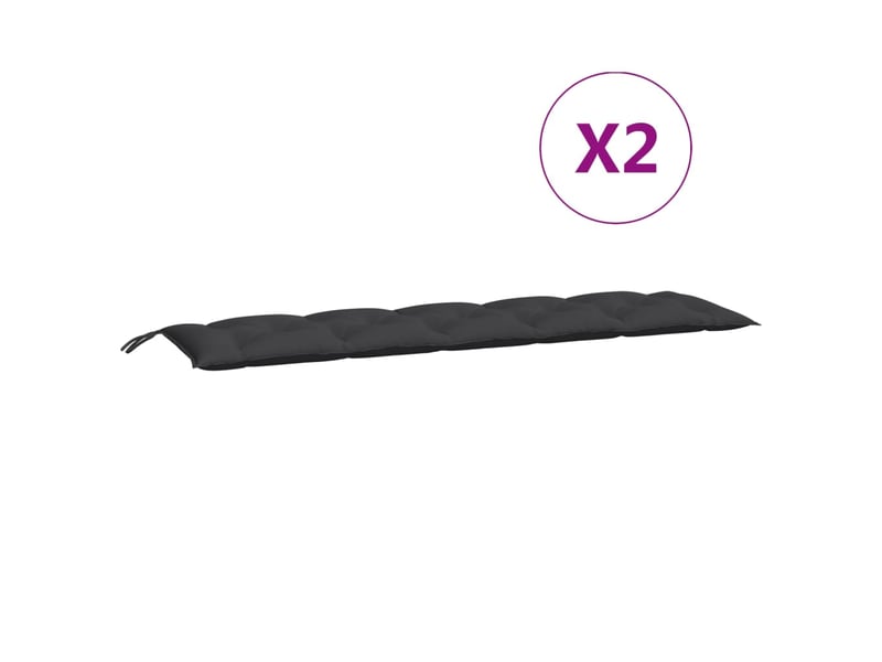  Lot de 2 coussins de banc jardin, coussins d'assise noir 180x50x7 cm tissu oxford cf58733  - Conforama E
