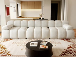 Canapé droit compressé fixe <strong>BGSRYAO</strong> <strong></strong> 3 places Tissu blanc