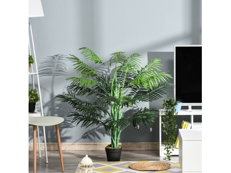  Palmier artificiel 16x125 cm 18 palmes en pot vert  - Conforama B
