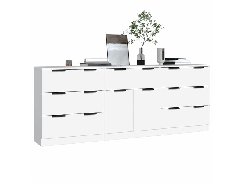  Buffets 3 pcs - bahut - meuble de rangement blanc bois d'ingénierie  - Conforama C