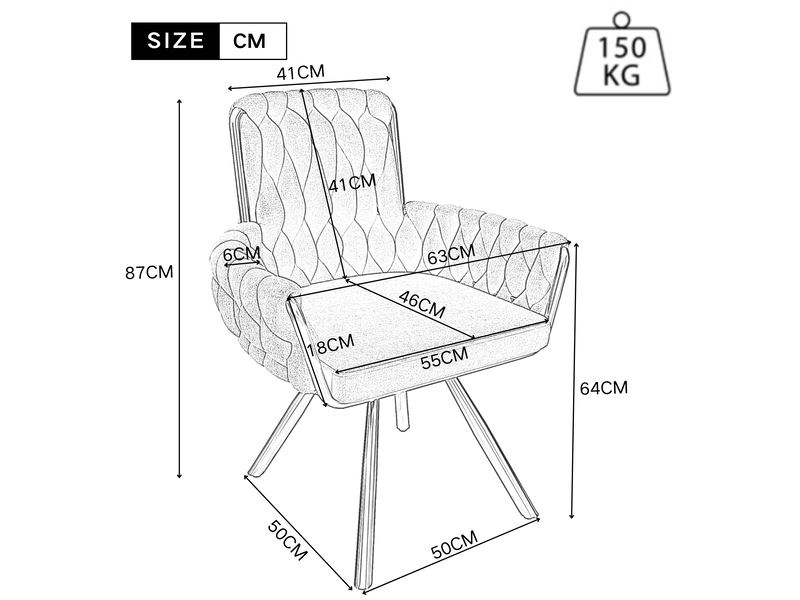  Chaise de salle à manger lot de 6 pivotante 360° avec accoudoirs  - dossier haut velours beige  - Conforama D