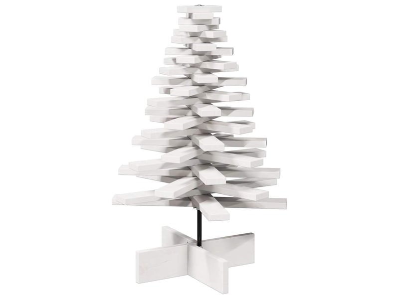  Arbre de noël, sapin de noël en bois pour décoration blanc 80 cm pin massif  - Conforama E