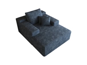 Canapé méridienne modulable 115 x 159 x 60 cm, assise profonde, sans structure, rembourrage mousse, sans montage, velours côtelé, blue