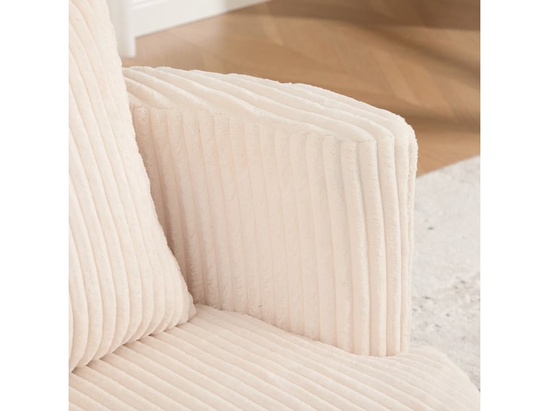  Lot de 2 fauteuils pivotants 360° en velours côtelé beige avec accoudoirs rembourrés mousse haute densité et rangement sous l'assise  - Conforama D