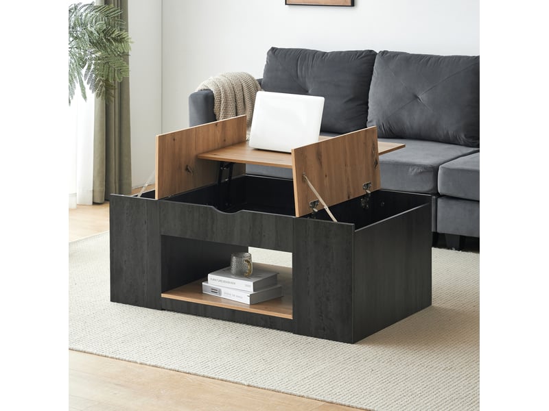  Table basse relevable avec rangement 109,5 cm gris et marron cravdom  - Conforama B