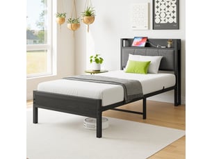 Lit simple 90x200 cm <strong>MIVRAY </strong> <strong></strong> coloris noir