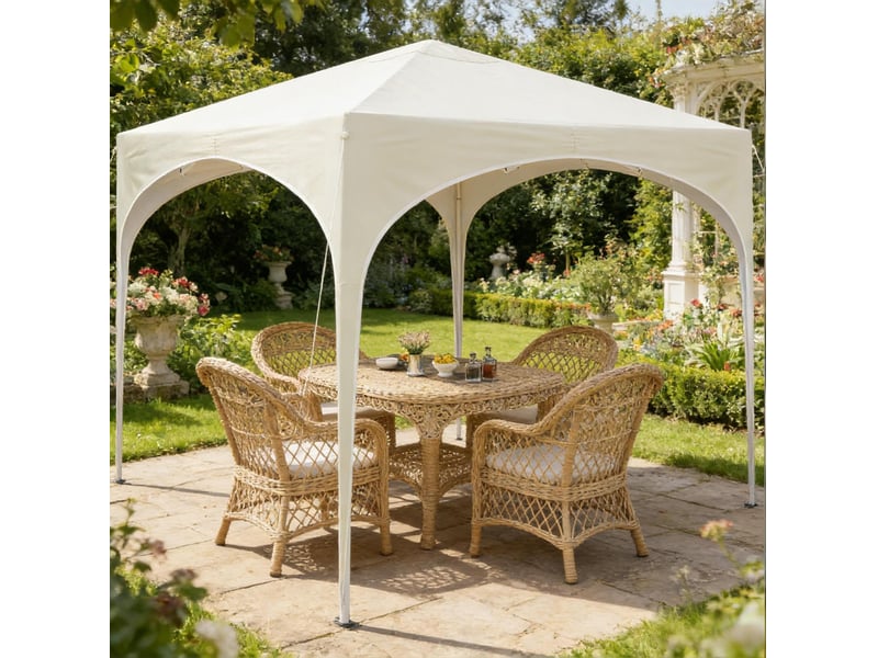 Tonnelle pliante 300x300 cm – beige – hauteur réglable, toile oxford 210d et sac de transport inclus - Conforama D