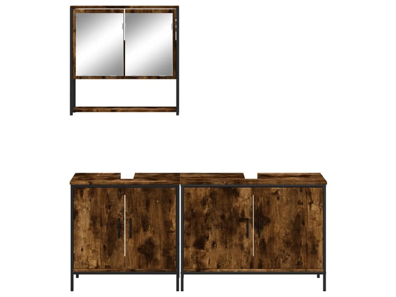 Ensemble de meubles de salle de bain 3 pcs chêne fumé cf63688 - Conforama D