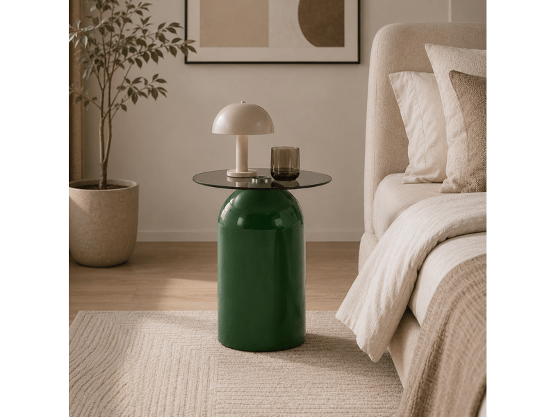  Tables basses gigognes avec plateaux en verre trempé et bases brillantes en cloche pour salon vert et café clair  - Conforama C